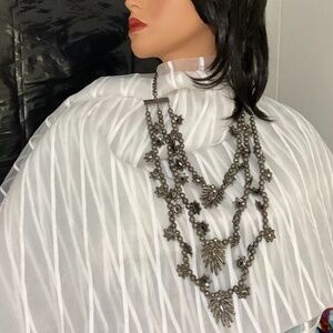 bold necklace gray blackish charcoal collar 3 layers lobster adjustable closure